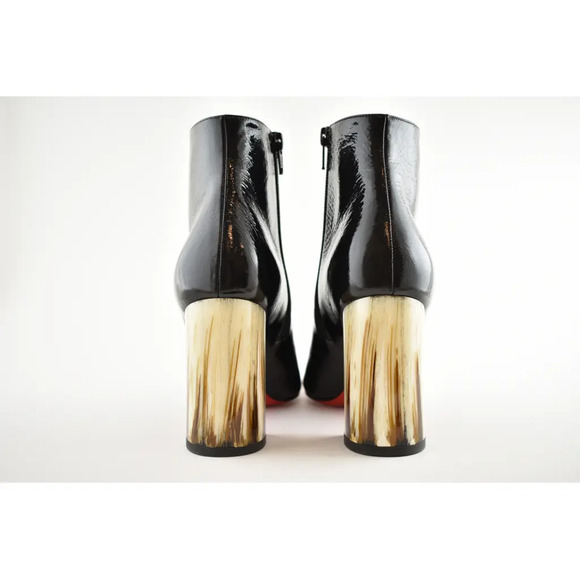 Christian Louboutin Hilconico 85 Black Patent Block Corne Heel Ankle Bootie 35.5 - Picture 11 of 12